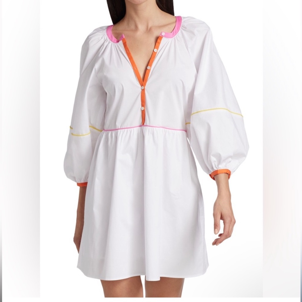 Staud Mini Demi Contrast Trim Dress